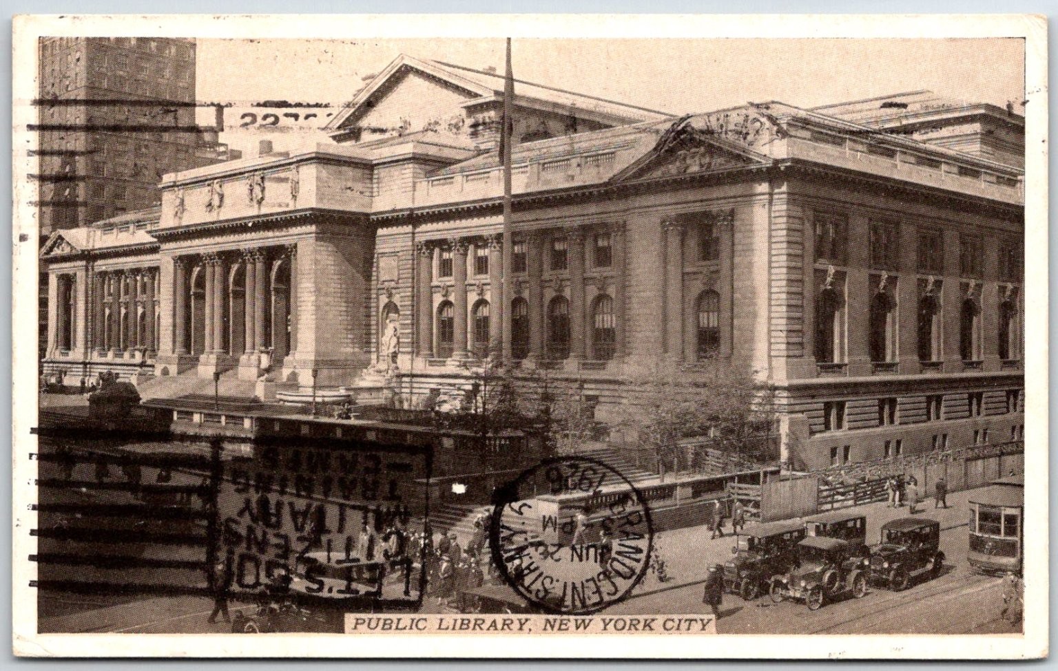 1926 NYC Public Library 5th Ave Stephen Schwarzman Building Postcard