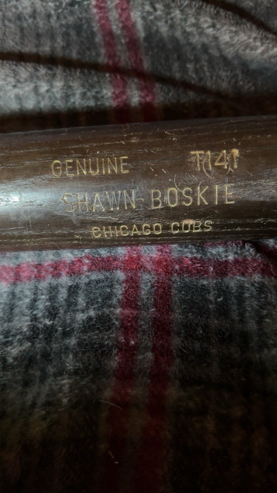 A 1 of A Kind Shawn BOSKTE Signed Baseball Bat Autograph Also Team Signed Cubs