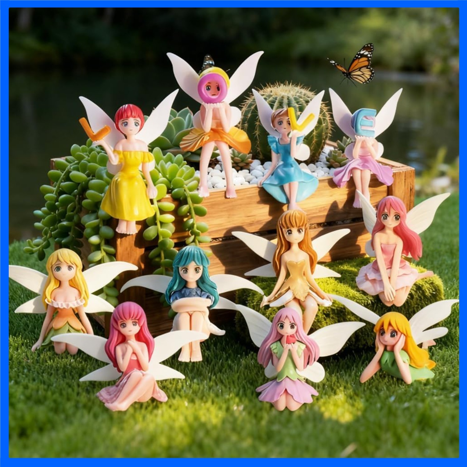 Enchanting Multicolor Fairy Figurines - 12 Pcs for DIY Crafts & Garden Displays