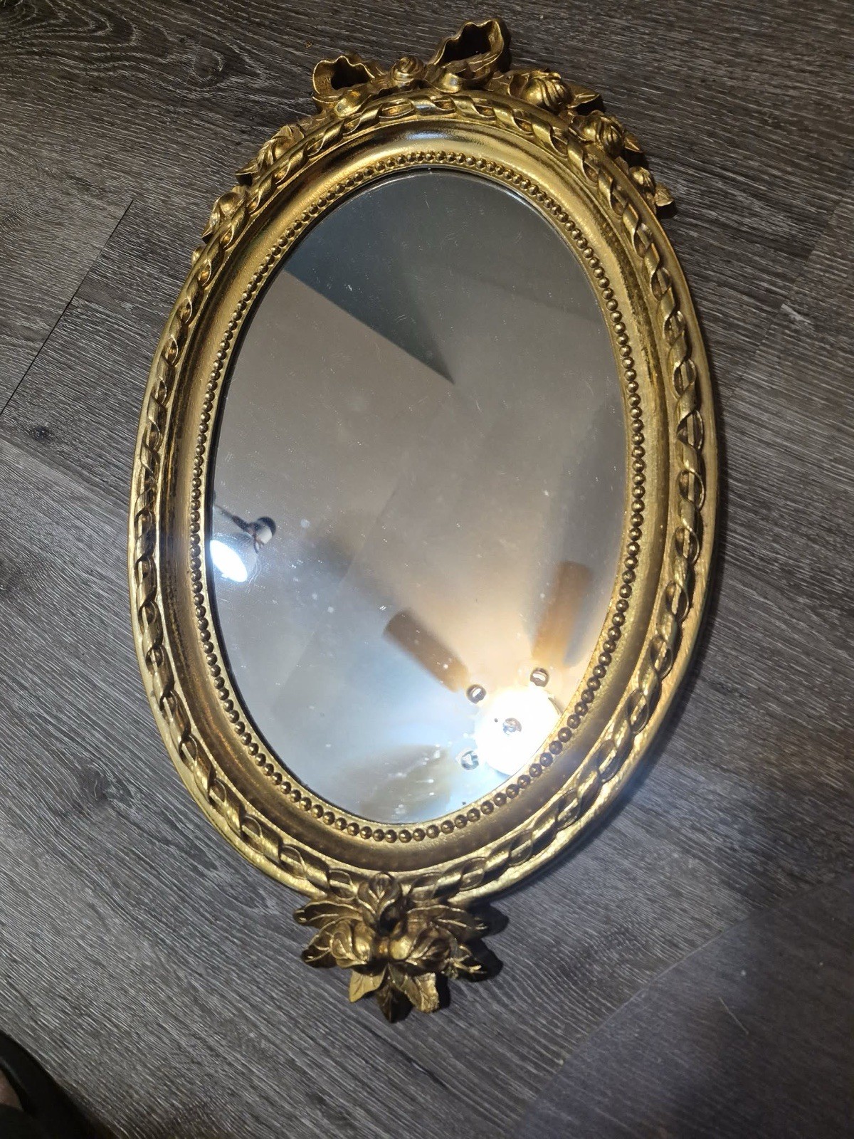 Ornate Oval Gold Wall Mirror Hollywood Regency Home Interior SYROCO HOMCO