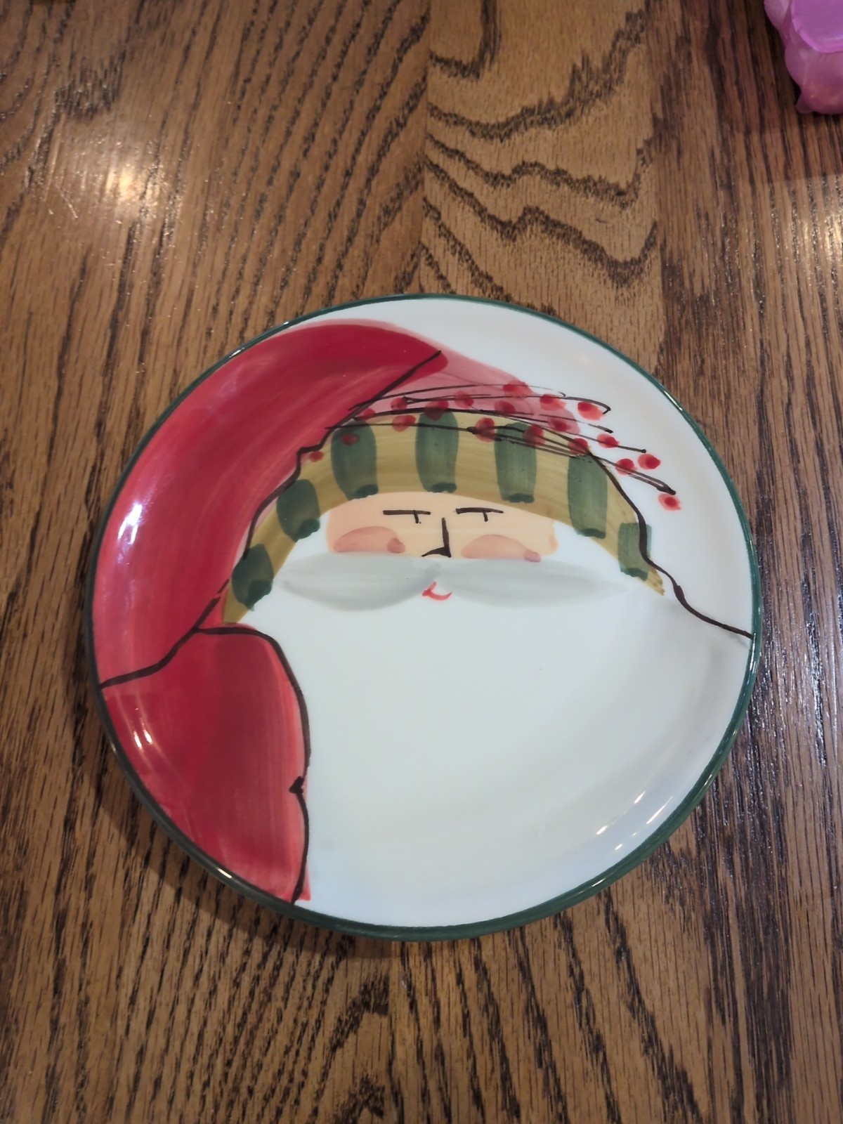 Vietri  Italy - 6.75” Old St Nick Santa Face Bread & Butter Canape Plate 