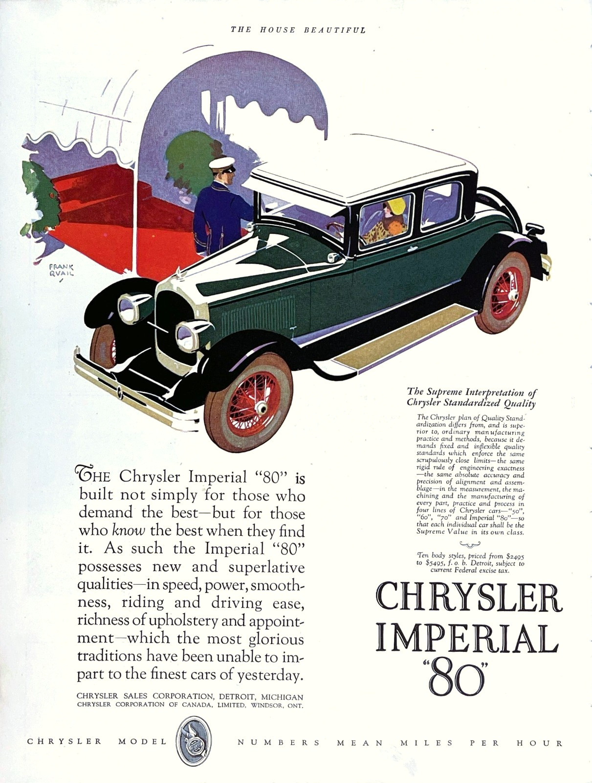 Chrysler Imperial 80 Chauffeur Arrival Elegant Sedan Art Vtg 1927 Mag Print Ad