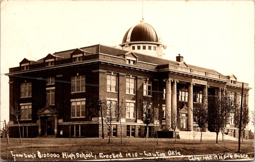 Lawton, Oklahoma High School Building $100,000 1910 Real Photo Postcard OK RPPC
