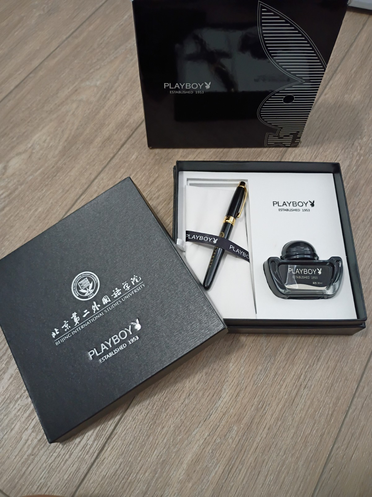 Rare PLAYBOY 22K GP Fountain Pen With Ink Gift Box Set NEW Unused Beijing Intl