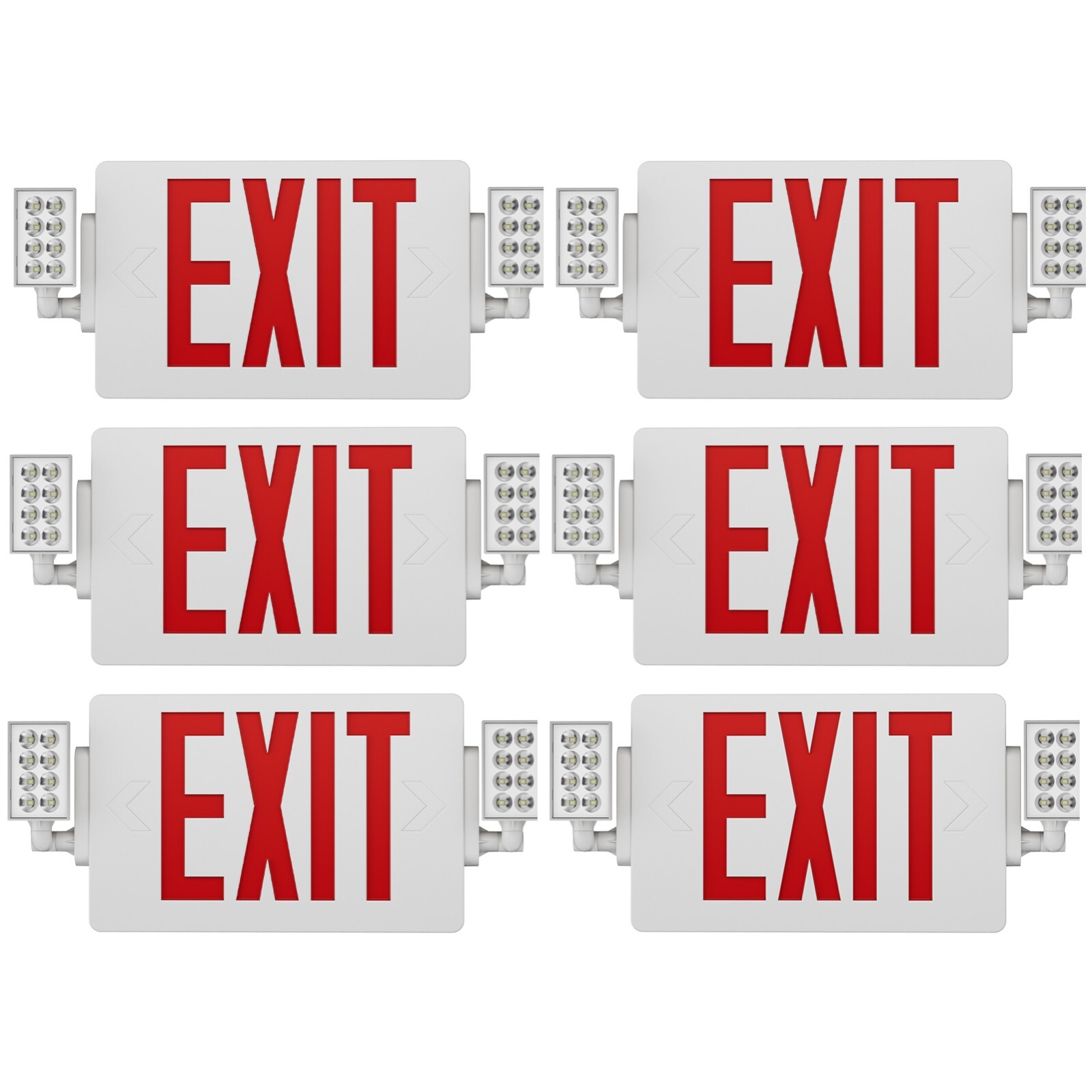 UL Listed- 6 PacksLed exit  ligs  Red Exit Sign with Lighting Battery Backup Set