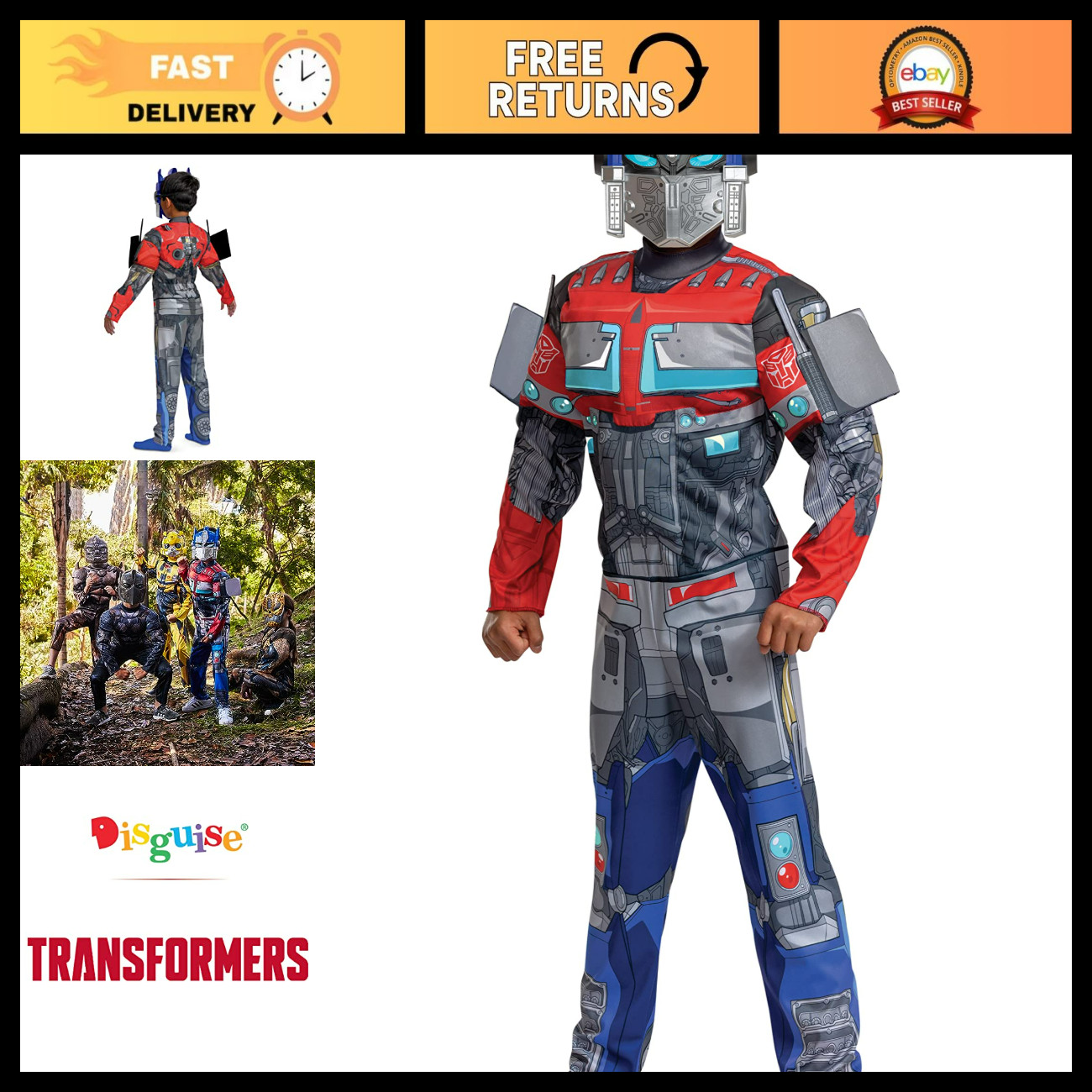 Disguise Optimus Prime Muscle Costume, Official Transformers Rise of the Beasts