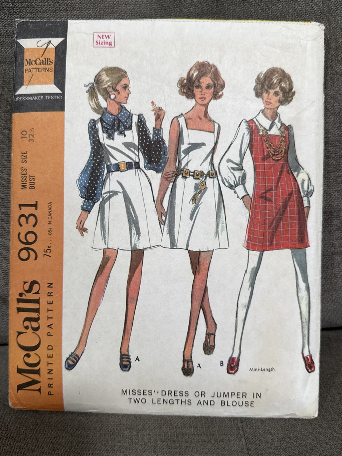 Vintage McCall’s 9631 Misses Dress Jumper & Blouse Sewing Pattern UNCUT Size 10
