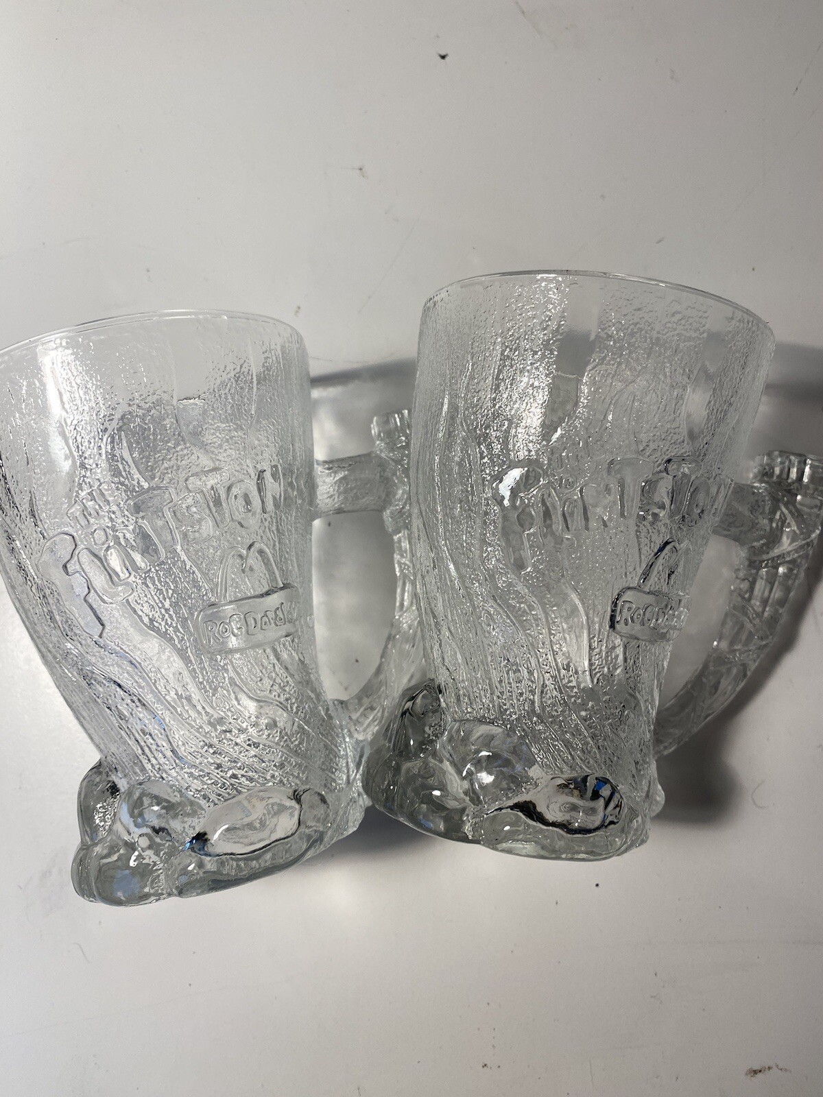 Set Of 2 The Flintstones Roc Donald’s Mcdonald’s ￼90s Glass Mugs 