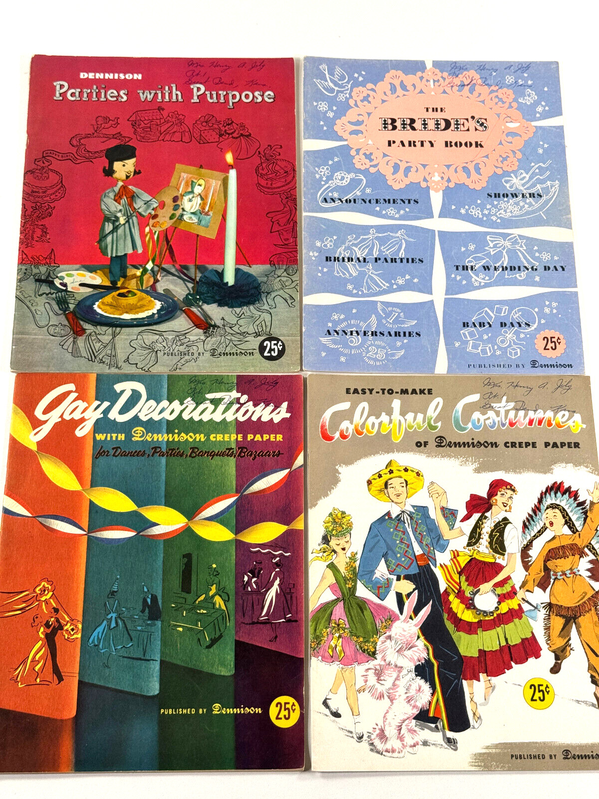 Lot (x4) Dennison Party Decoration Books Christmas Halloween Easter Wedding