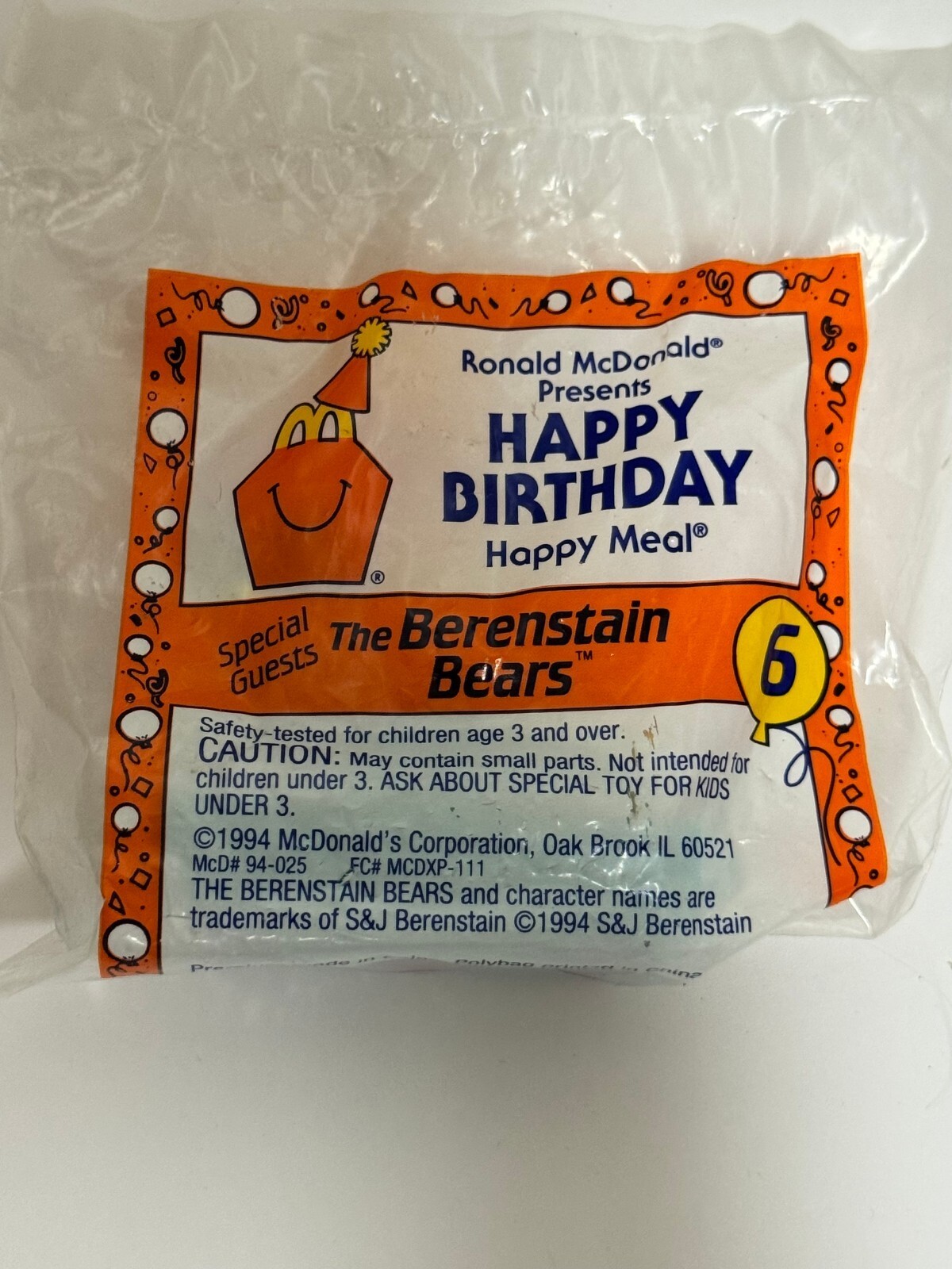 Vintage 1992 McDonald\'s Happy Birthday Train Toy #6 Berenstain Bears Sealed