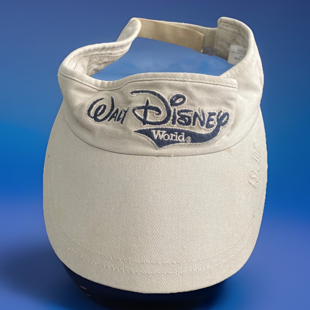 Vtg 1971 Walt Disney World Sun Visor Hat Cap Tan Beige Embroidered Strapback Adj