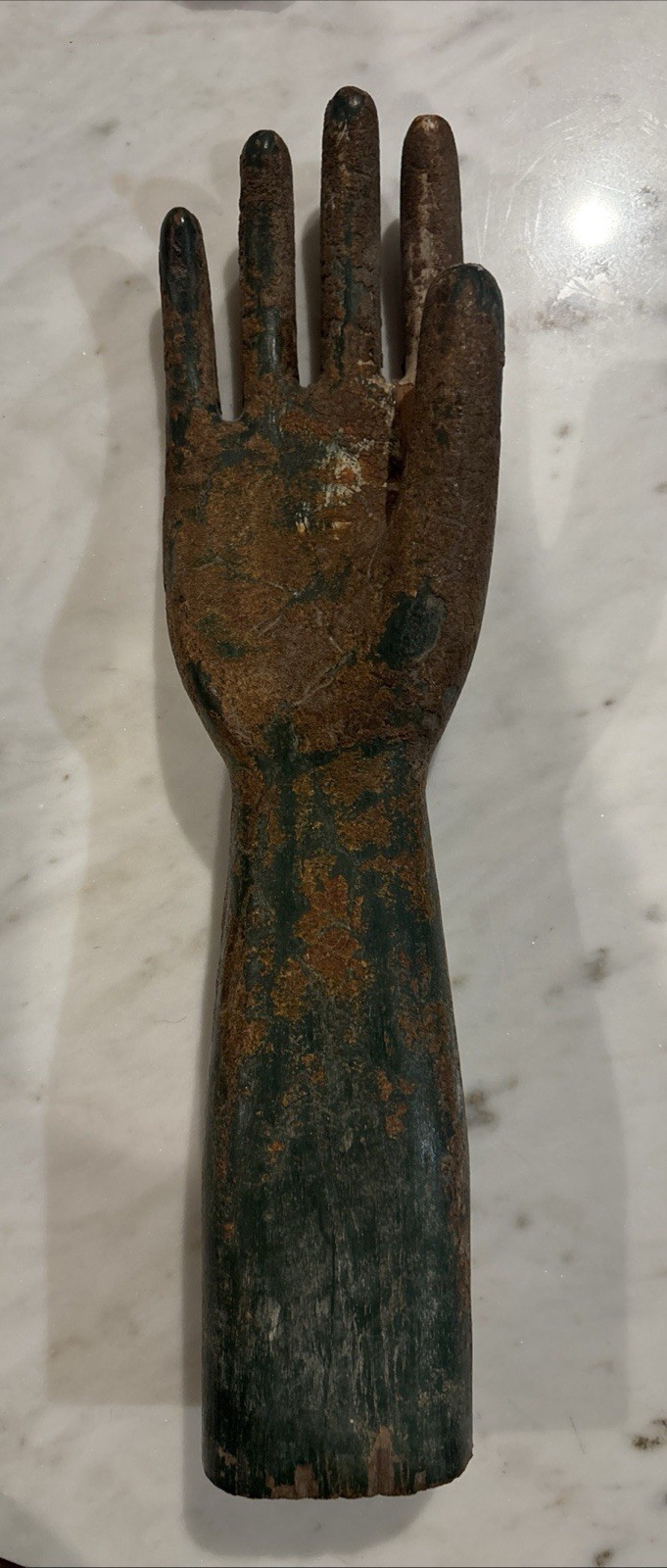 Vintage Hand Carved Wood Arm Hand  Sculpture Glove Form Folk Art 14”