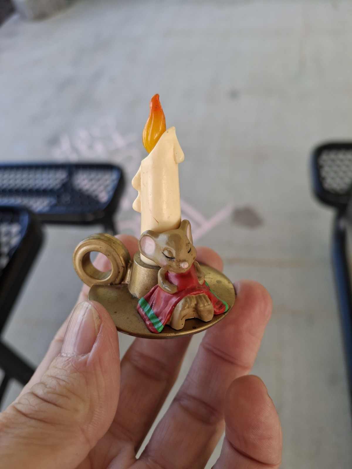 Vintage 1985 Hallmark Merry Miniatures Christmas Mouse on Candlestick Figurine