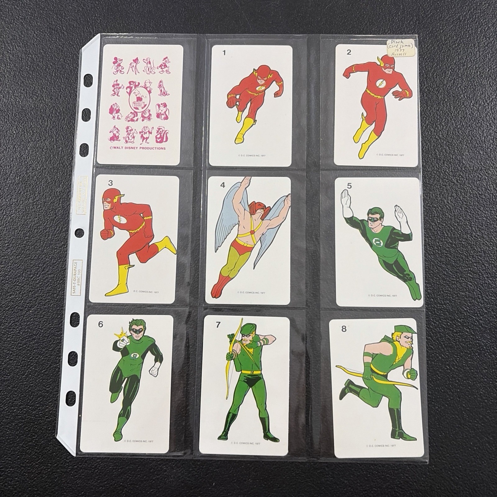 1977 The FLASH Game cards (1 - 10) Russell Russell\'s Super Hero Color-A-Deck