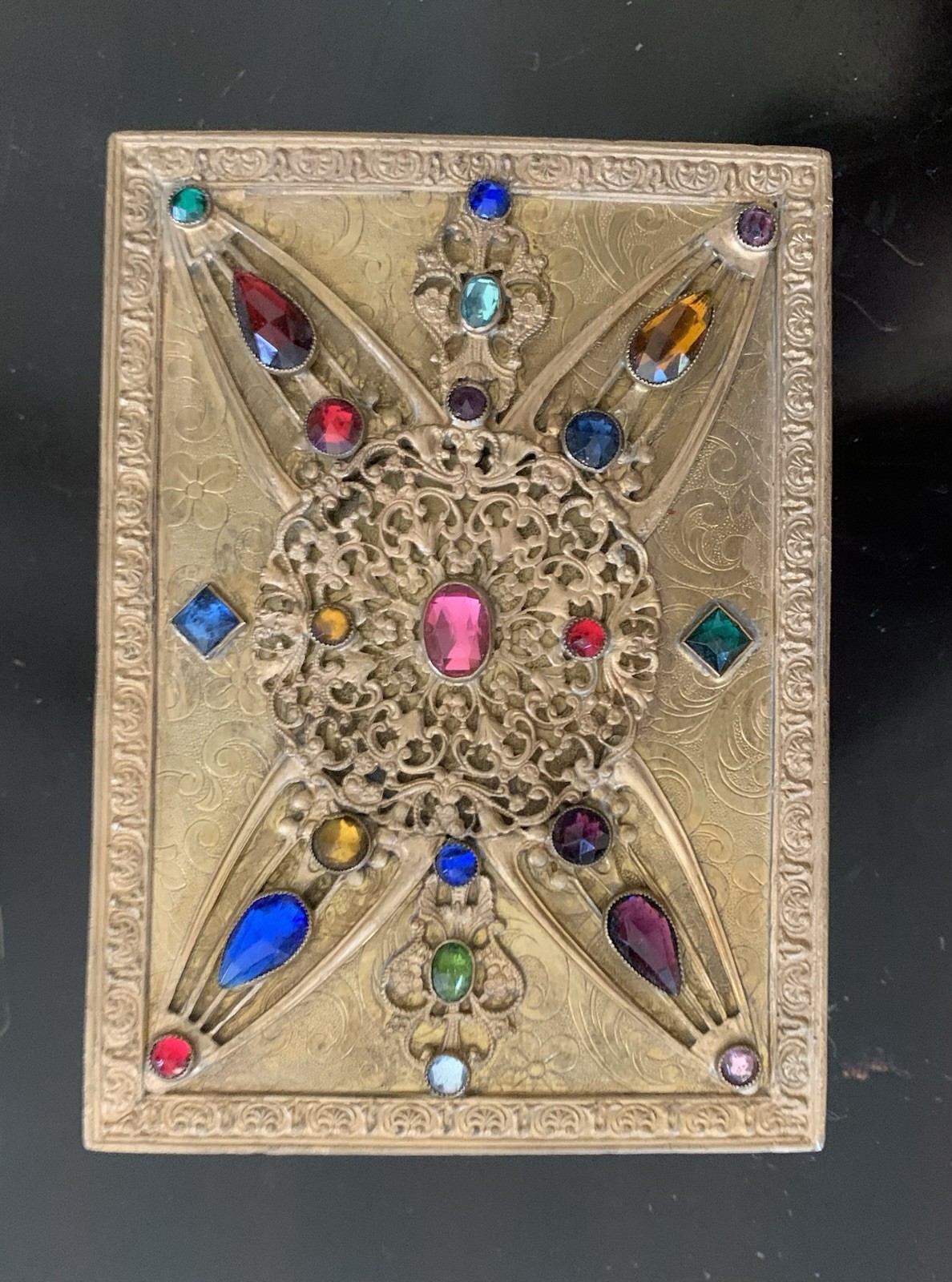Antique Apollo Studios Jeweled Casket Vanity Trinket Box