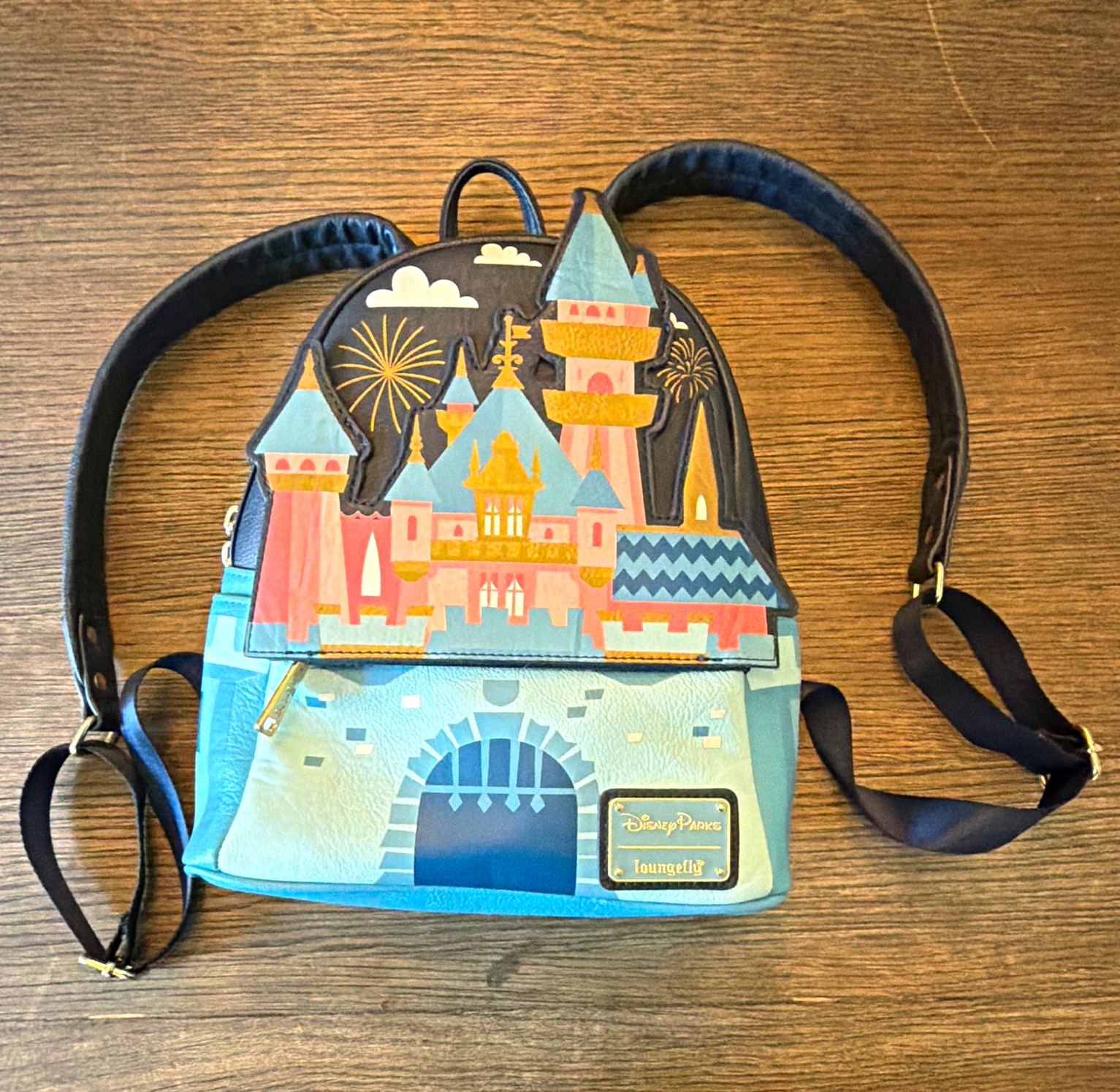 RARE Loungefly Disney Sleeping Beauty Castle Mini Backpack Blue Black Pink