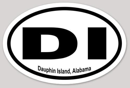 DI Dauphin Island Alabama Oval Sticker 5x3.33 Inch Travel Vinyl Decal