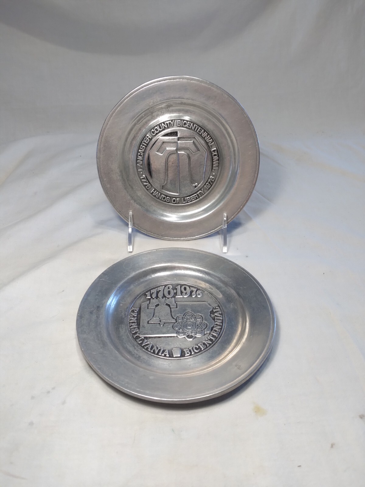 1979 Pewter Lancaster Cty Pennsylvania Liberty Atomic Plates by Wilton Columbia
