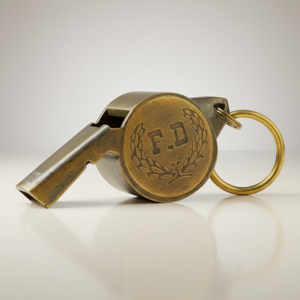 Fire Department Solid Brass Embossed Star Whistle