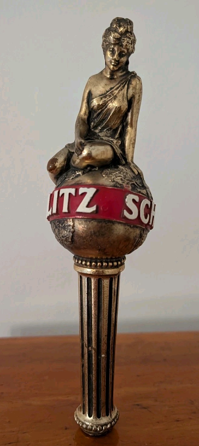 Vintage Schlitz Beer Tap Handle Golden Girl Goddess World Globe
