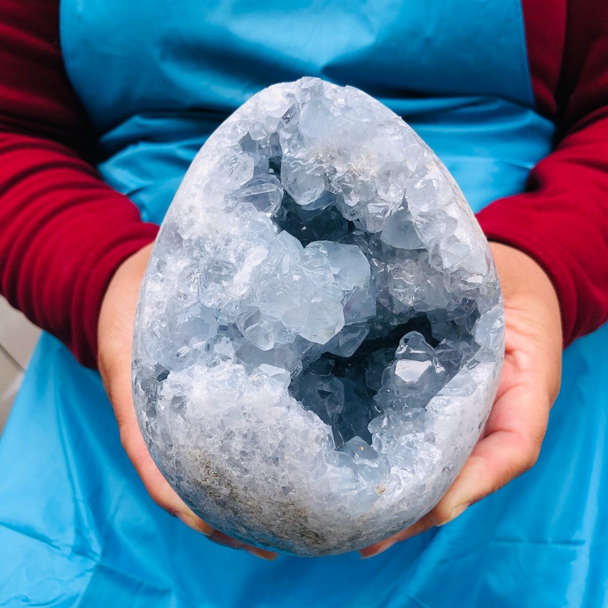 5.94LB Natural Blue Celestite Geode Quartz Crystal Mineral Specimen Healing