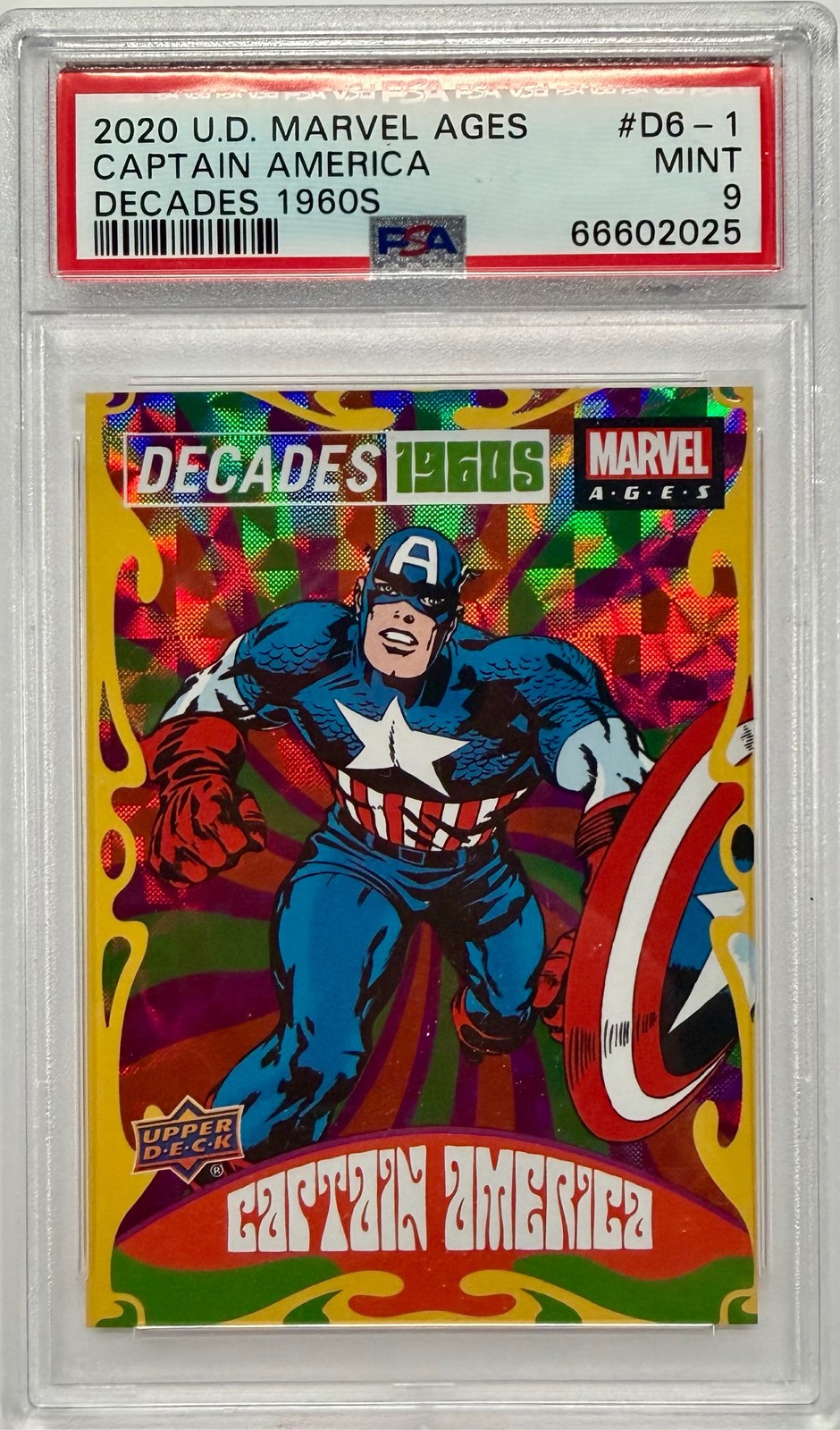 2020 Upper Deck Marvel Ages Decades 1960s Captain America #D6-1 PSA 9 MINT