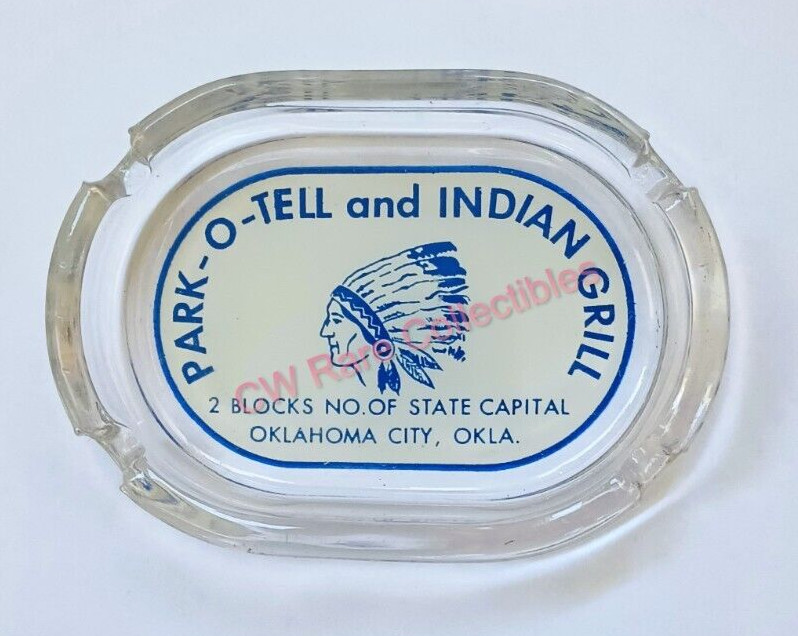 Rare 1940's-50 RT Route 66 Park O Tell & Indian Grill Ashtray Oklahoma City OK