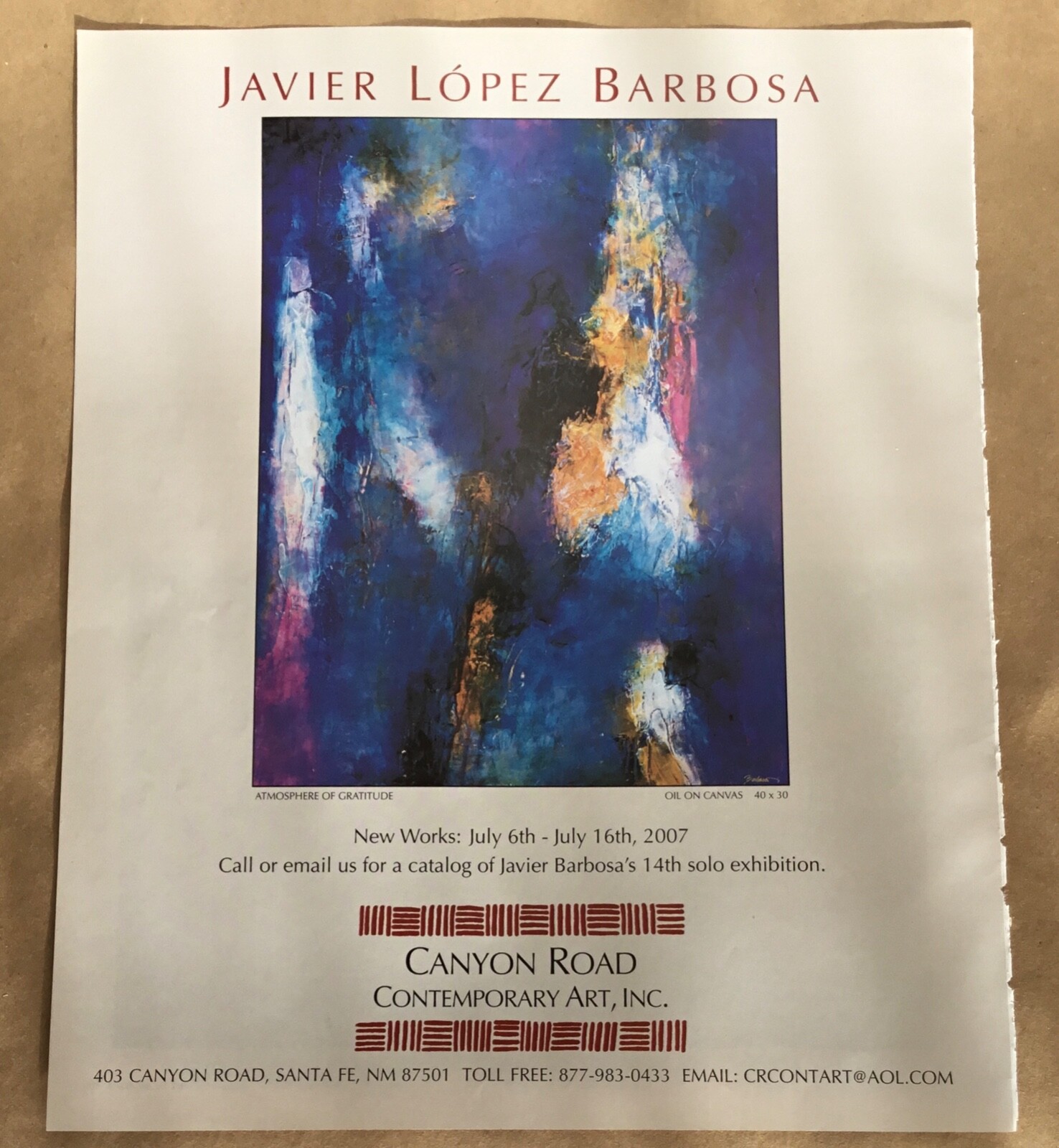 Javier Lopez Barbosa gallery exhibition ad 2007 vintage art magazine print