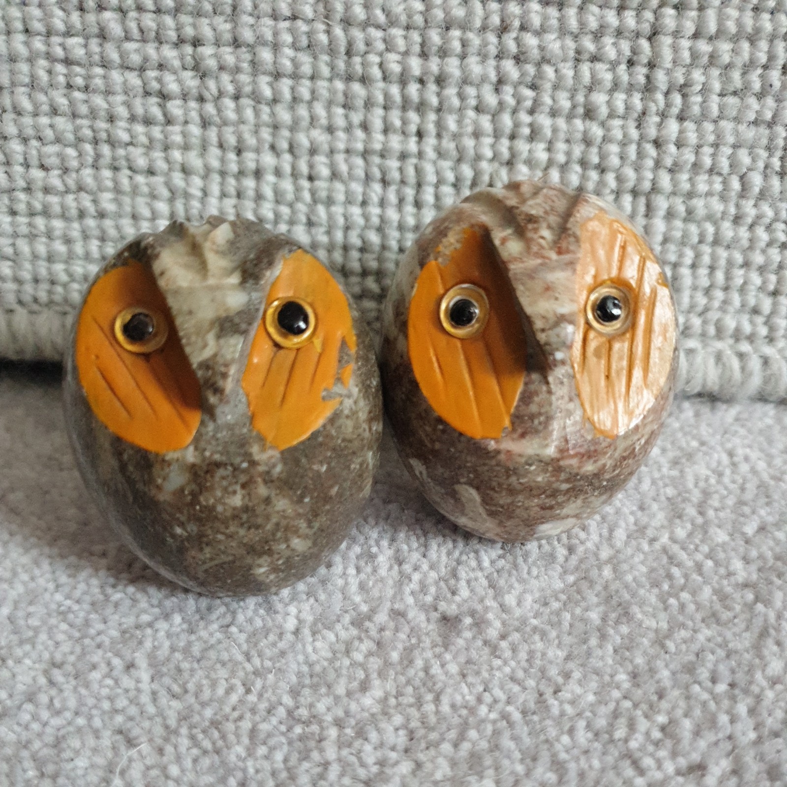Vintage Hand Carved Marble Onyx Italian hand carved Owls good used condition. 