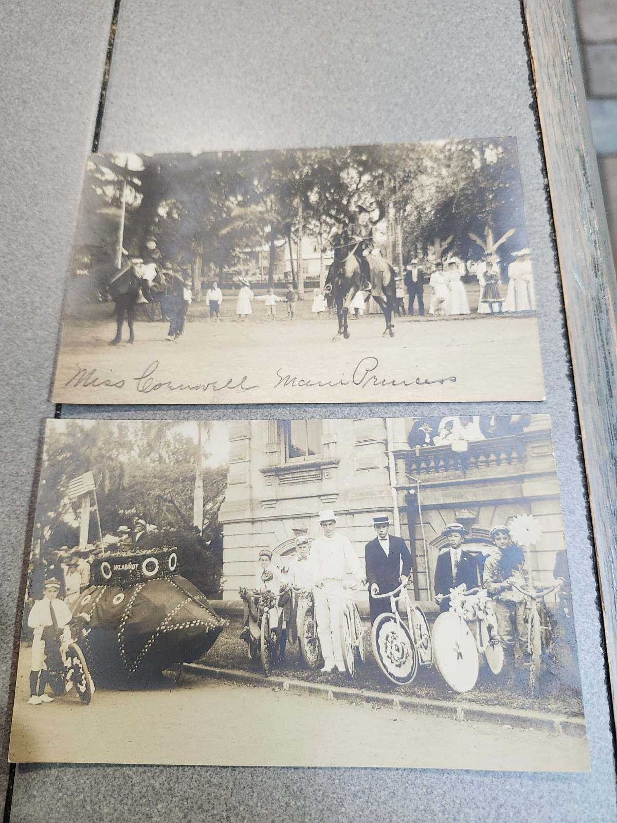 2 Vintage Real Photo Postcards Hawaii George Washington Day Parade 1907