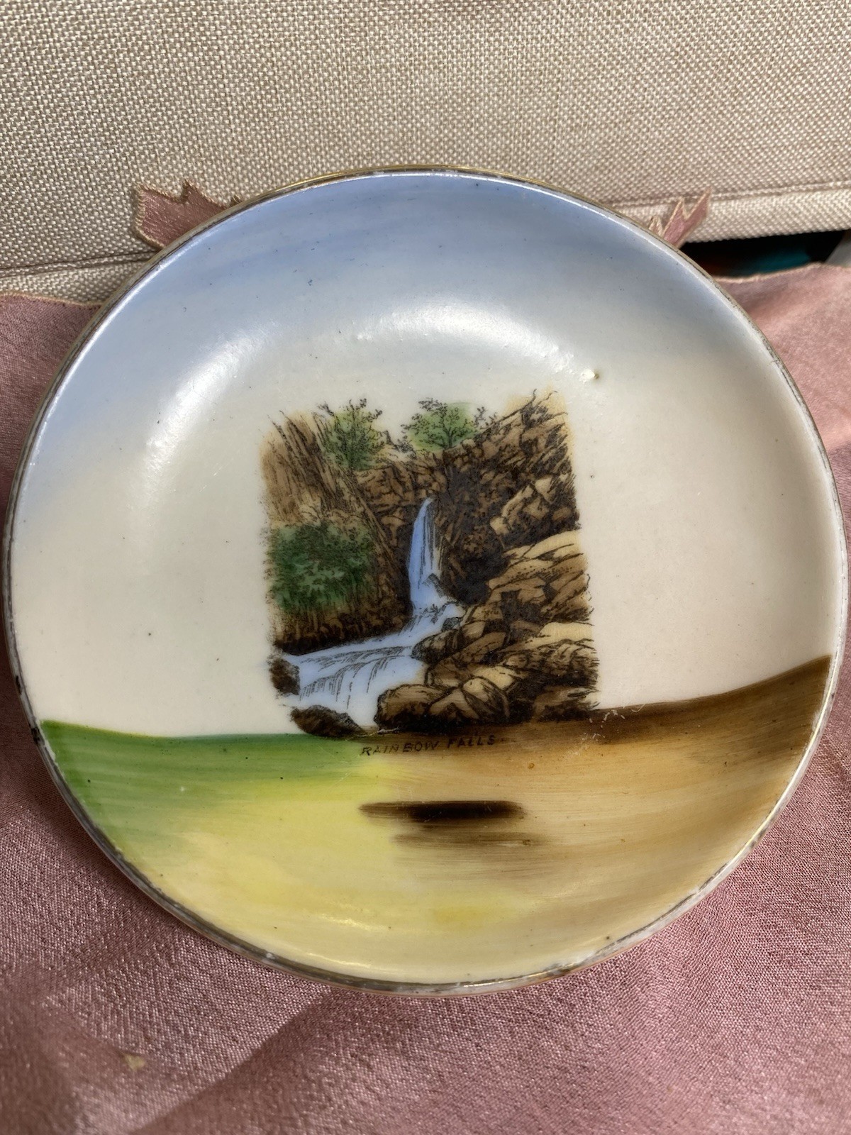 Antique Souvenir Plate Rainbow Falls Colorado Springs, CO. Made In Germany