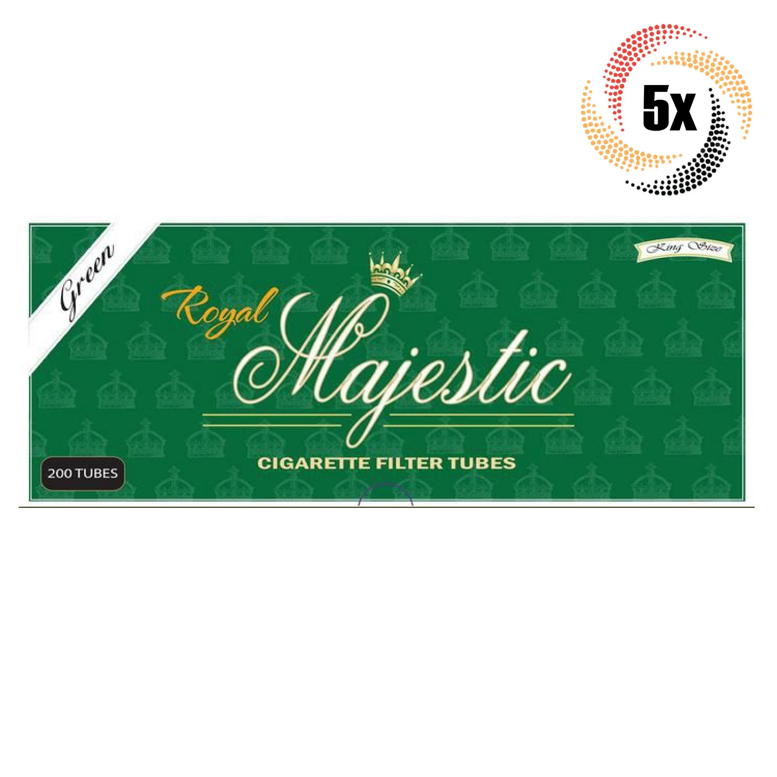 5x Boxes Royal Majestic Menthol King Size | 1,000 Tubes | Cigarette Tobacco RYO