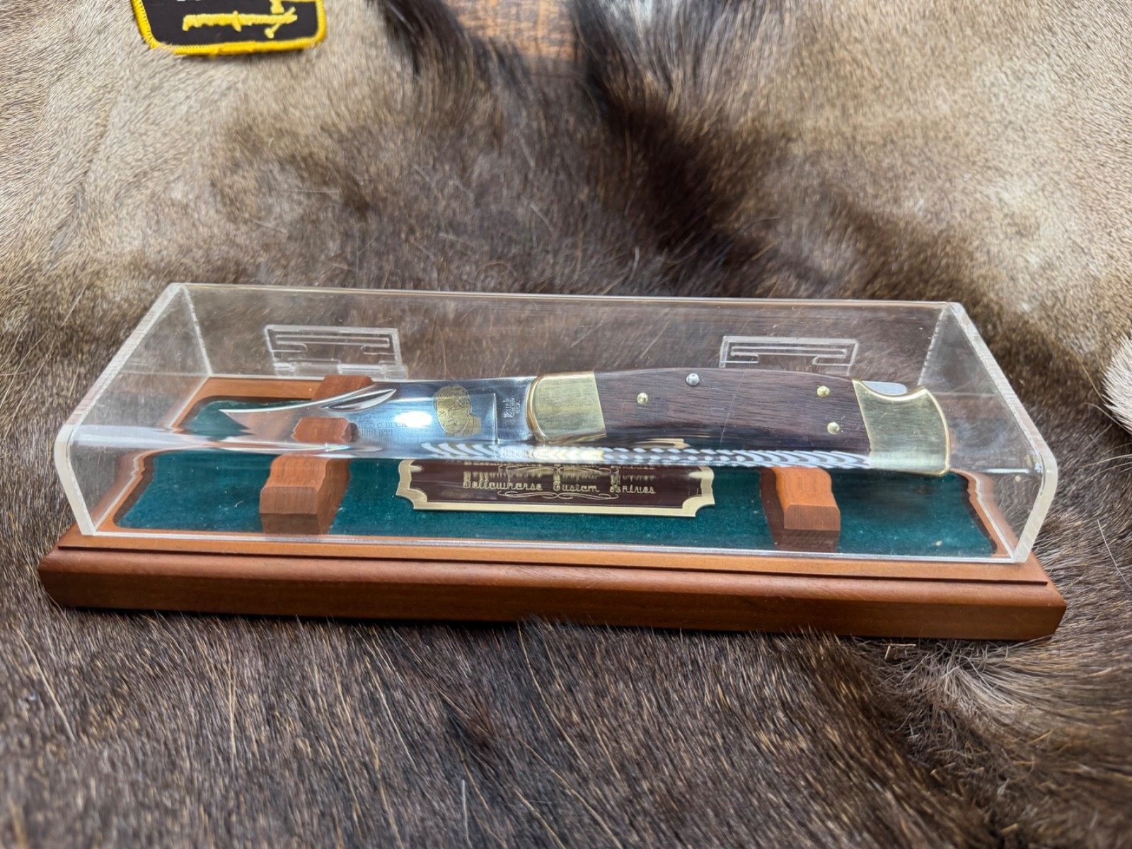 1991 Buck 110 Knife With Rosewood Handles Stainless Blade Mint Display Case