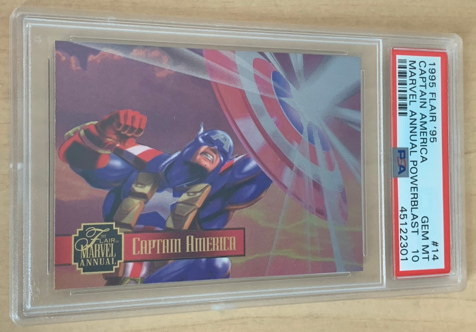 1995 Flair \'95 Marvel Annual Powerblast #14 💎 CAPTAIN AMERICA 💎 PSA 10 💎