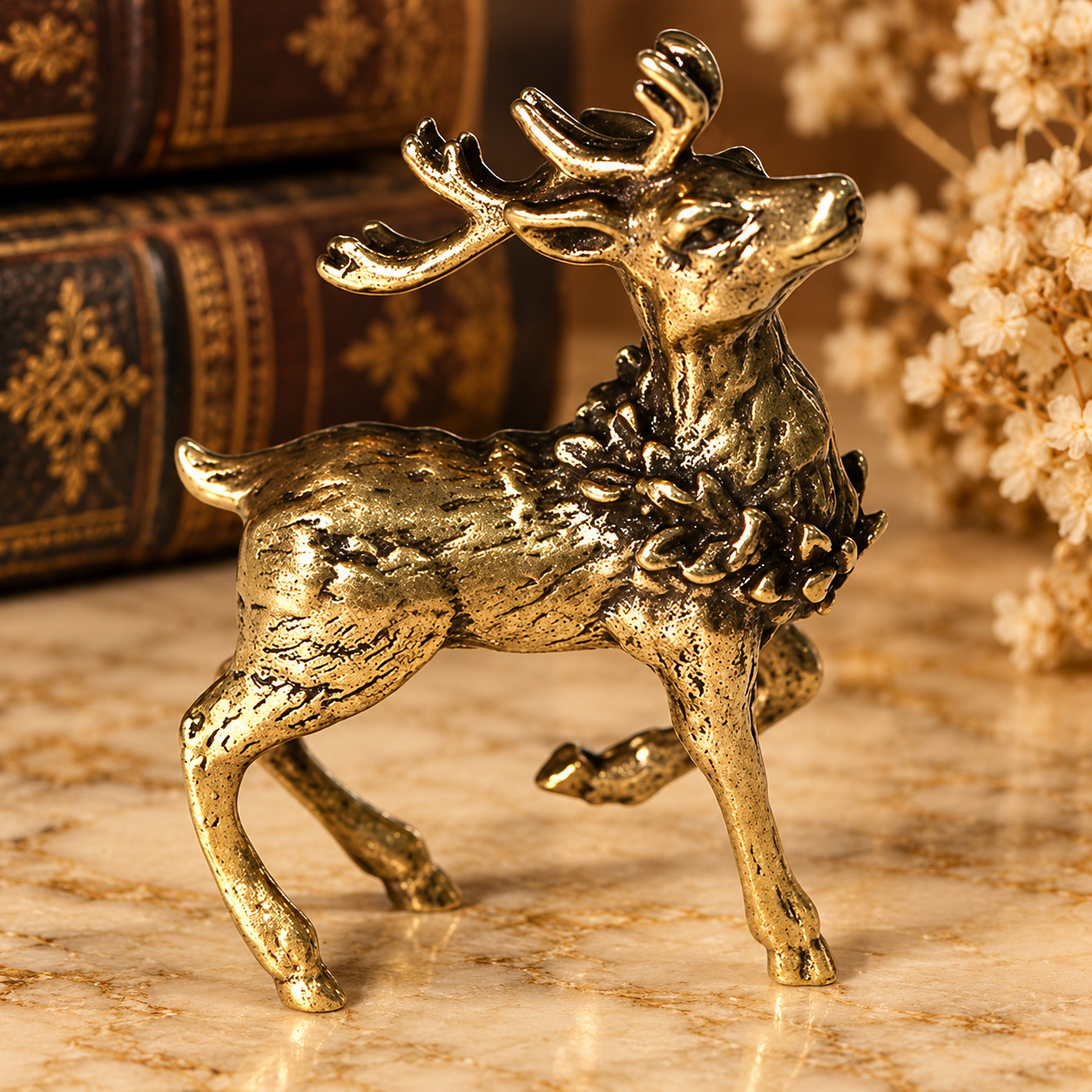 Solid Vintage Brass Deer Stag Statue Ornament Animal Collectible GIFT Hunters