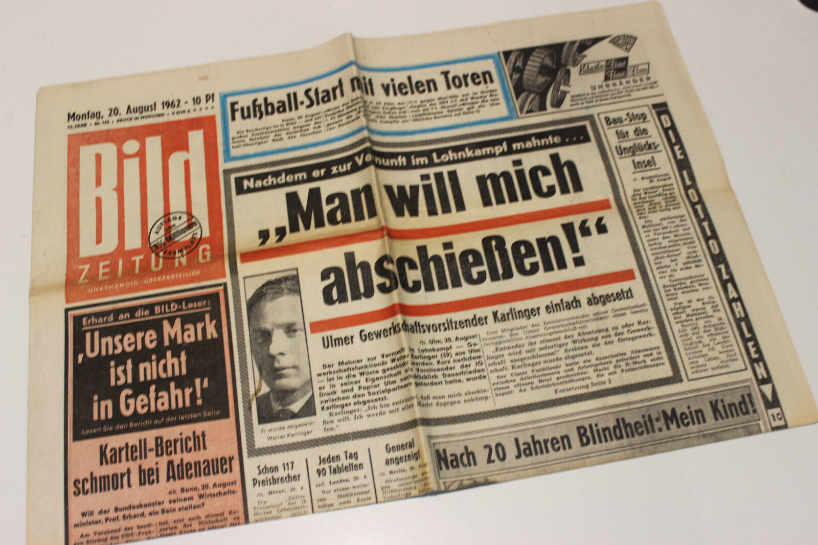 Bildzeitung 20.08.1962 August 20.8.1962 gift birthday 60th 61. 62. 63.