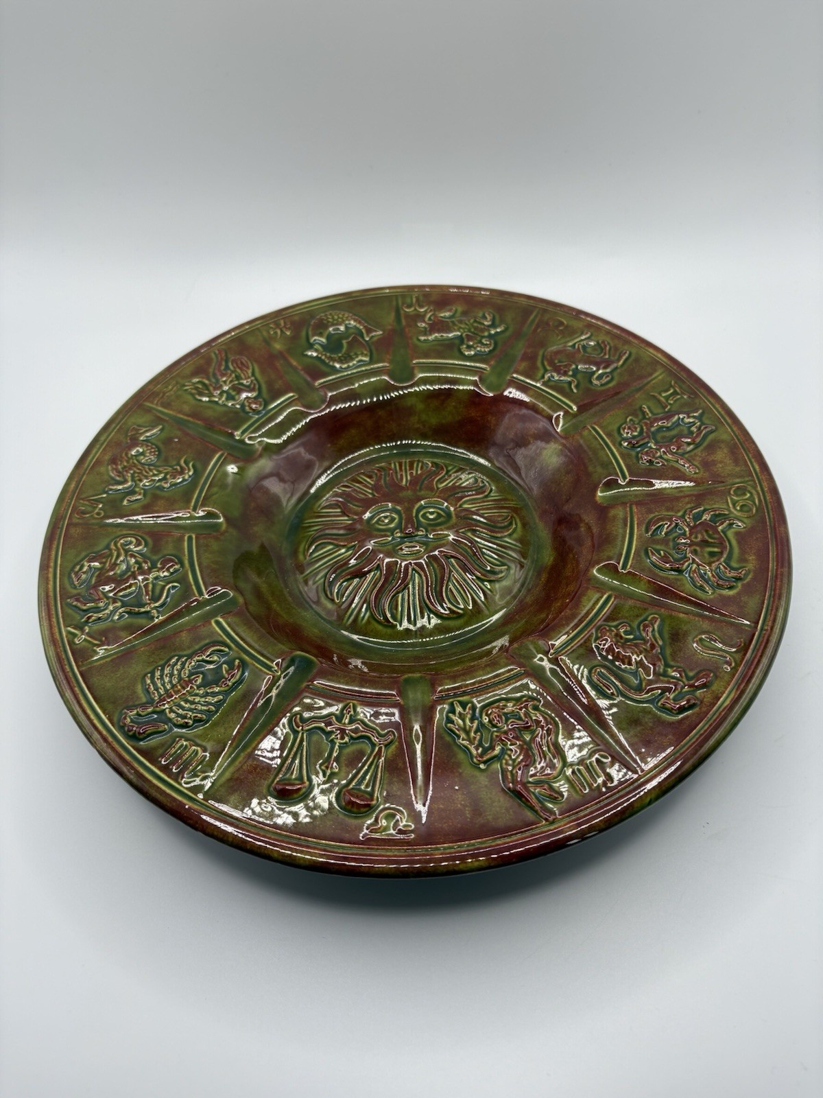 VTG 1970’s Ceramic Pottery Zodiac Horoscope Astrology Ashtray Decor Signed 10.5