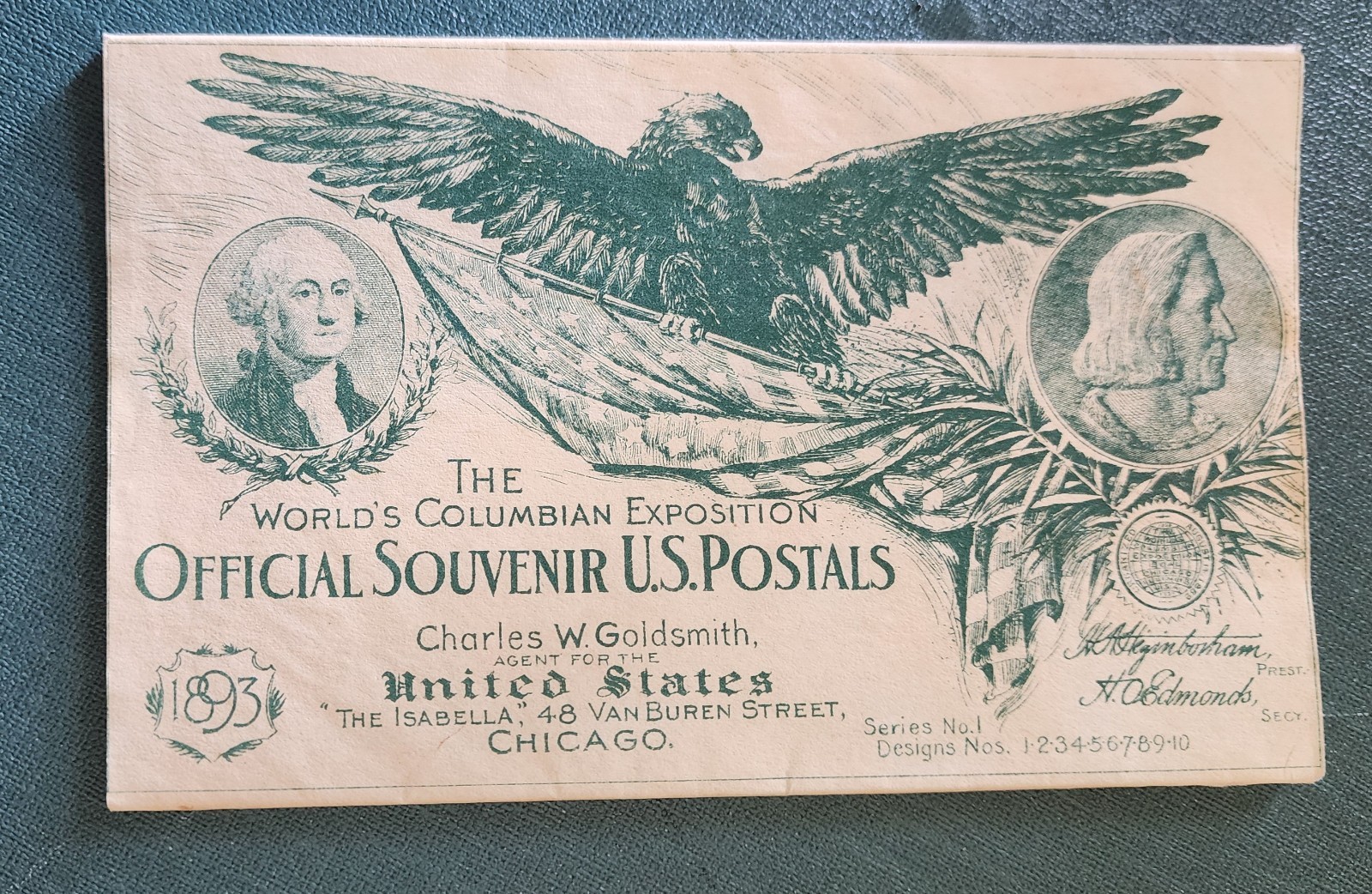 1893 Worlds Columbian Exposition Official Souvenir Colored Postal Cards