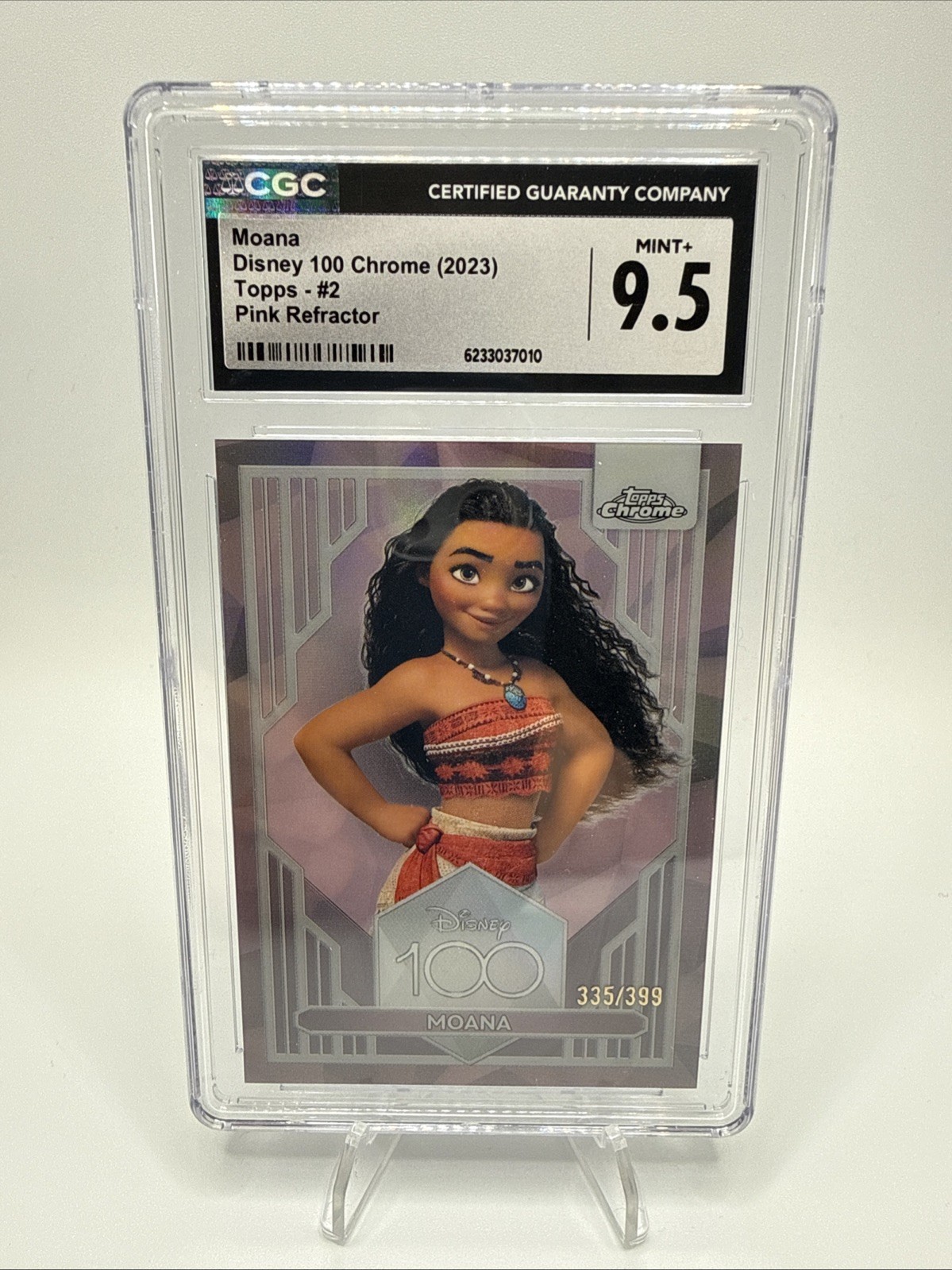 2023 TOPPS CHROME DISNEY100 PINK REFRACTOR MOANA /399 CGC 9.5