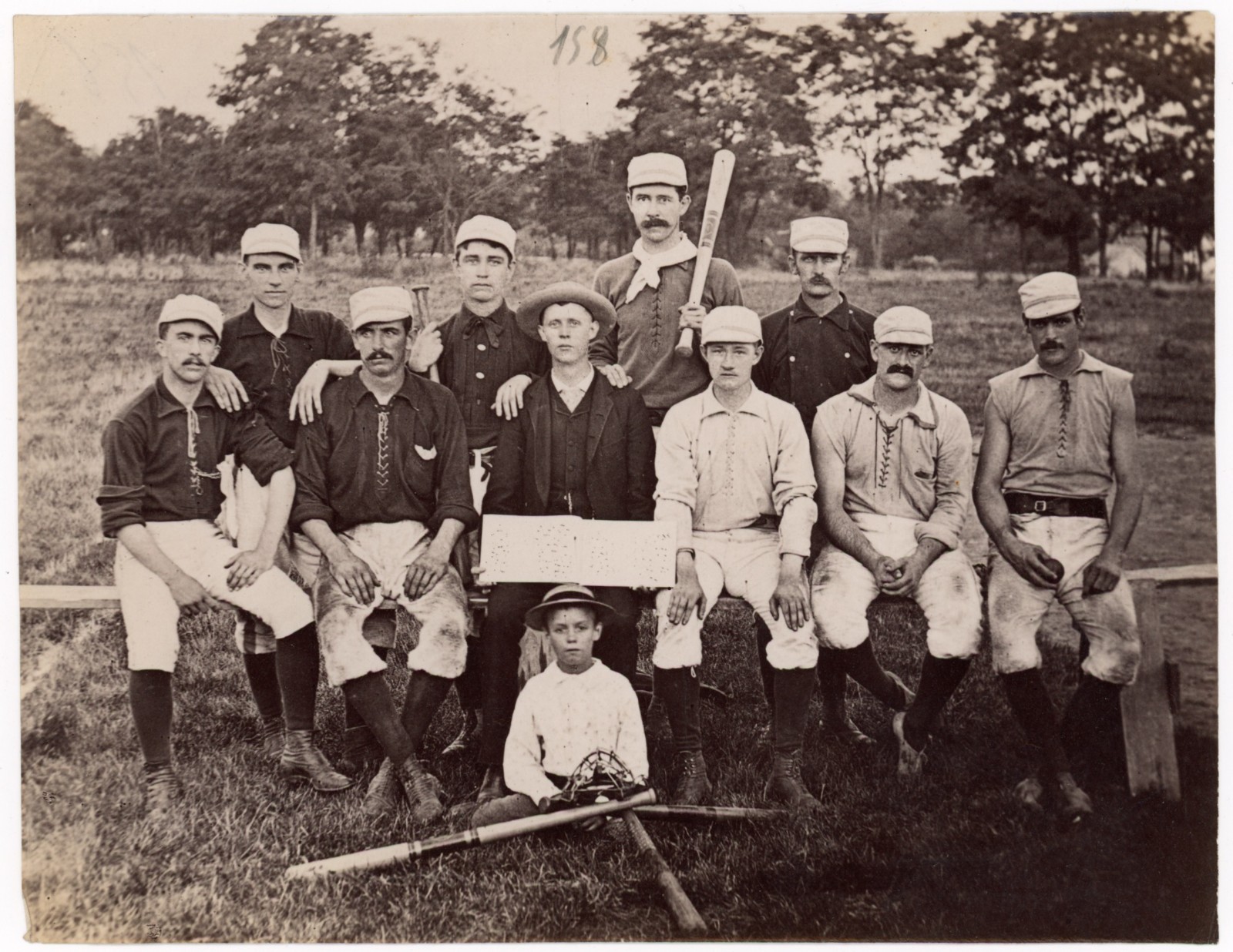Antique Baseball Albumen Photo Team Portrait Uniforms Bats Vintage 19th Century