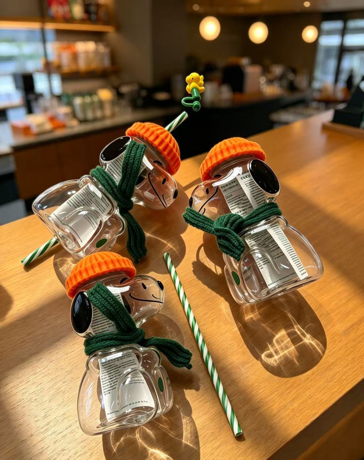3PCS-2026 Starbucks x Peanuts Snoopy 100% Authentic Glass Cup New Halloween Gift