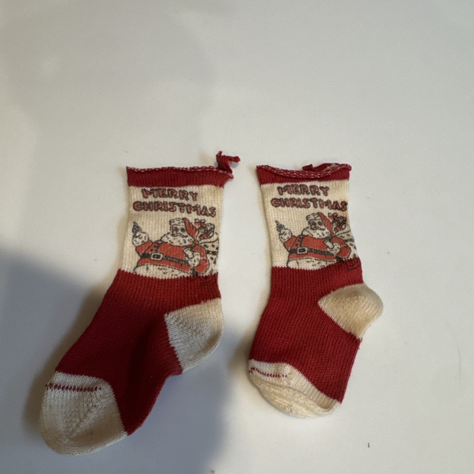 Vtg 1930s/40s Mini Christmas Stockings Knit Ornaments Cute Socks Merry Striped