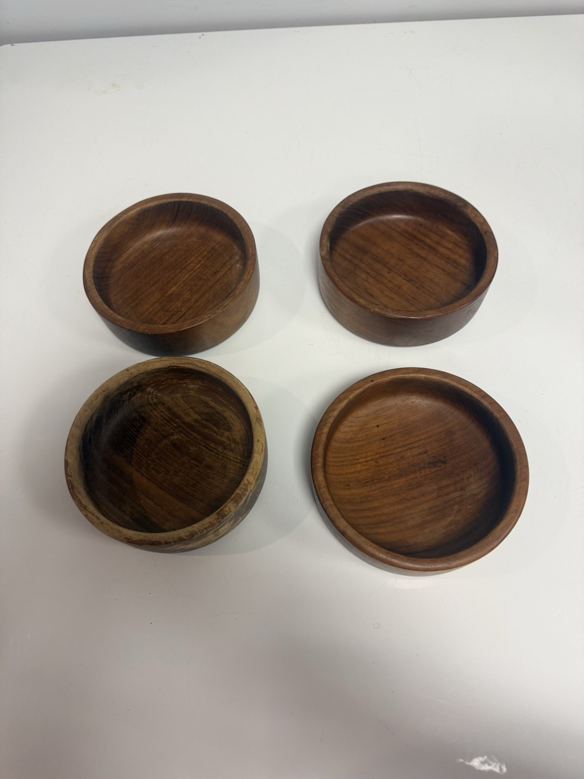 vintage mid-century modern round wooden bowls