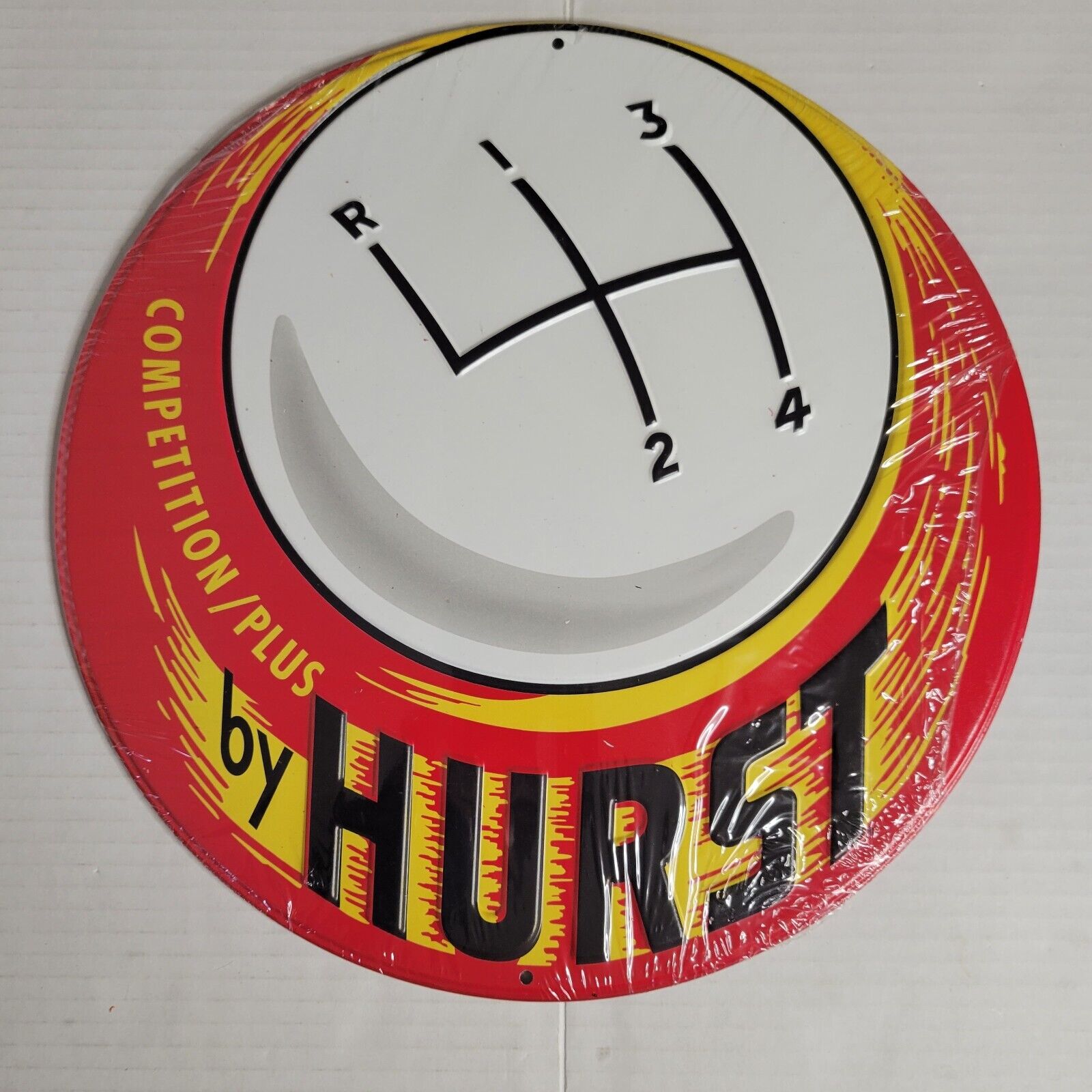 HURST SHIFTER 12” DIAMETER METAL SIGN NIP COMPETITION PLUS 4-SPEED BY HURST
