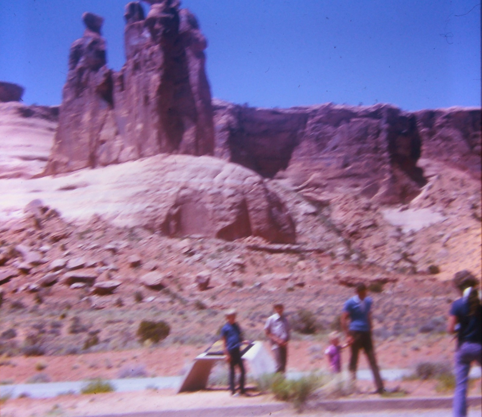 Vintage Film Slide Photo Tourists Posing Grand Canyon