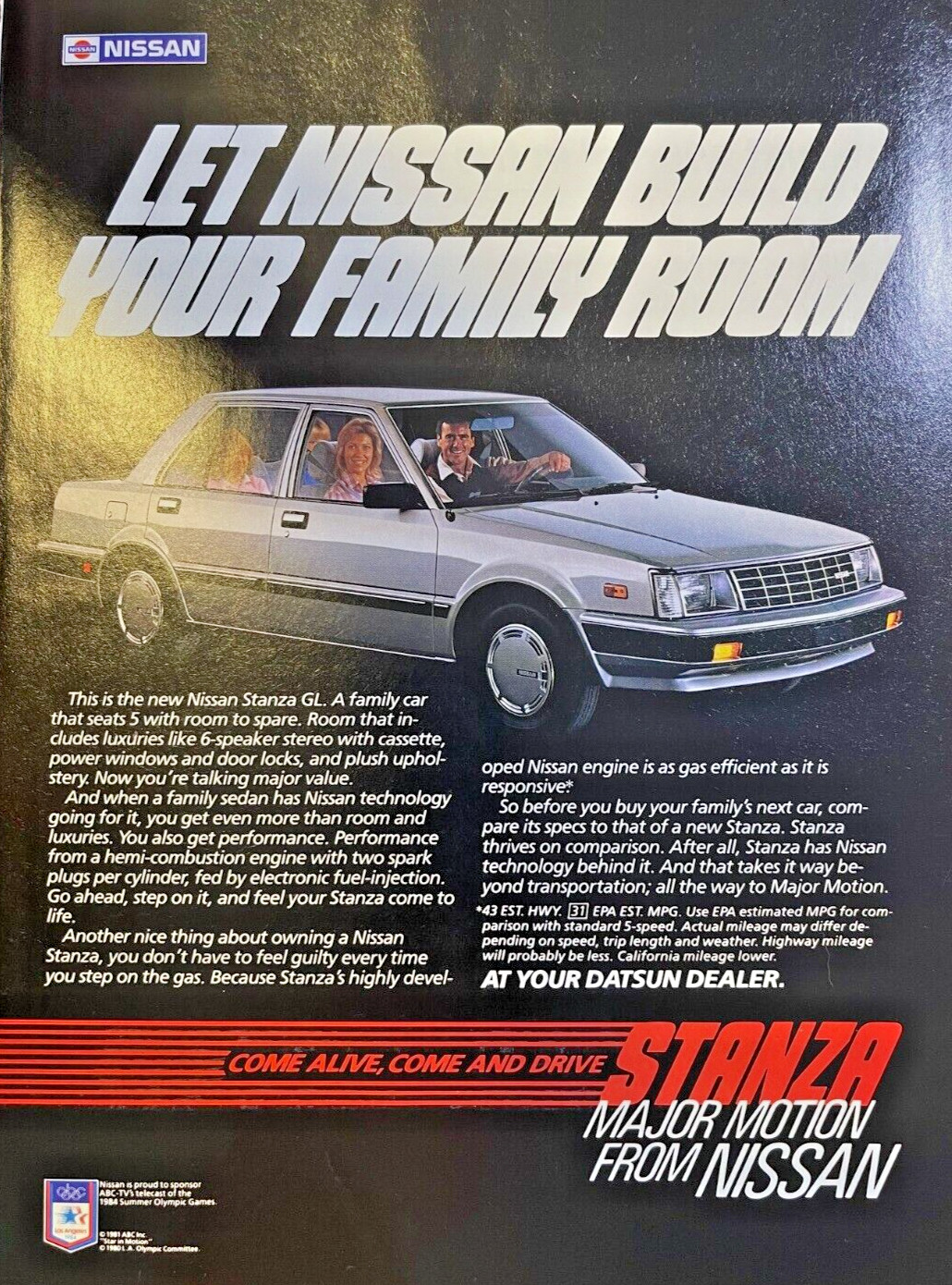1984 Magazine Advertisement Nissan Stanza GL Major Motion From Nissan