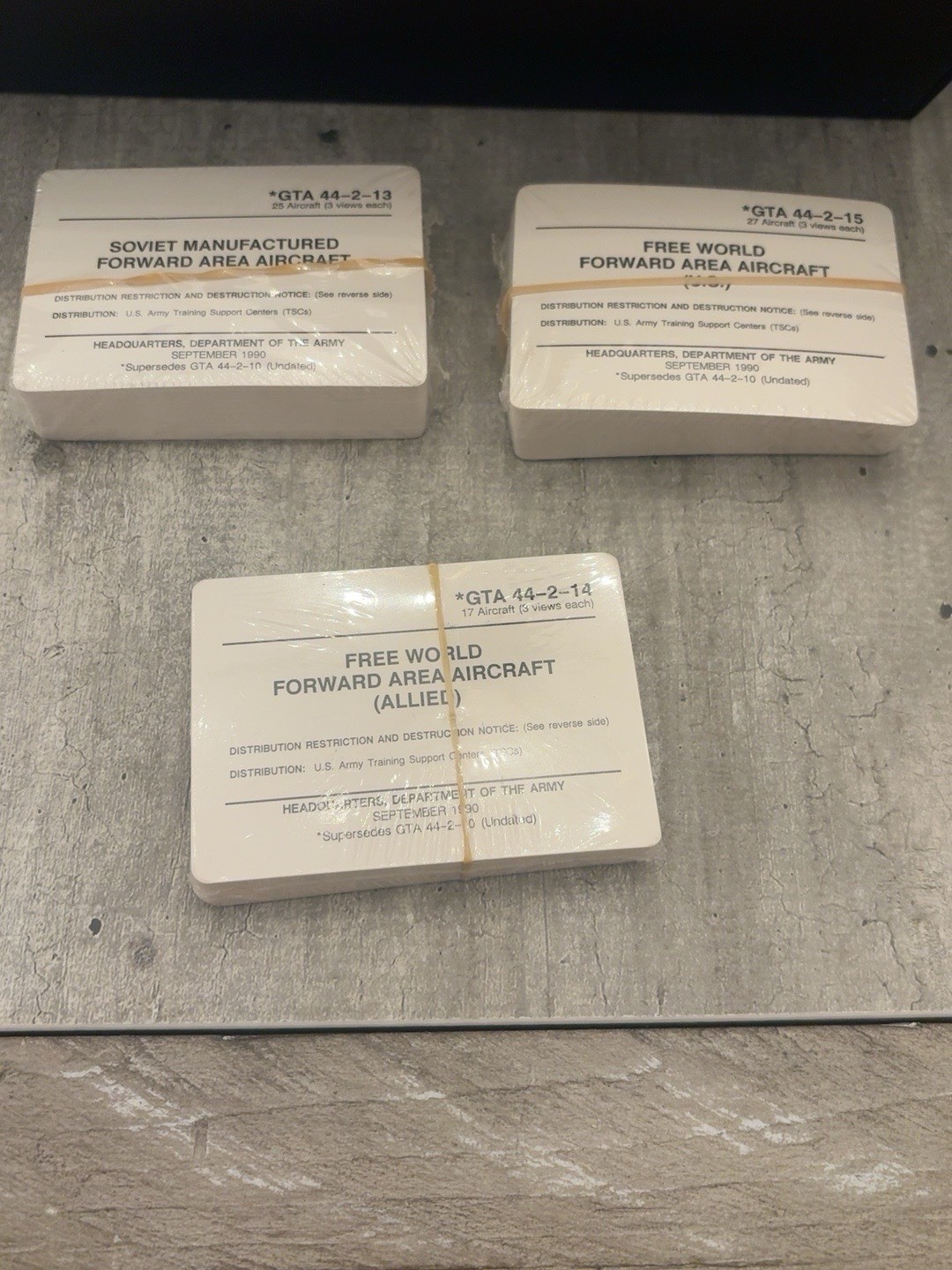 1990 US Army Aircraft Recognition Cards GTA 44-2-13/14/15 Sealed 3 Deck Lot
