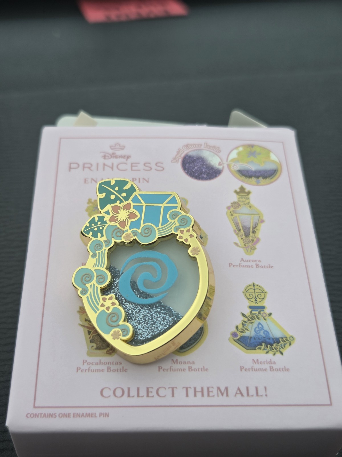 Disney Princess Perfume Bottle Liquid Glitter Filled Enamel Pin- Moana