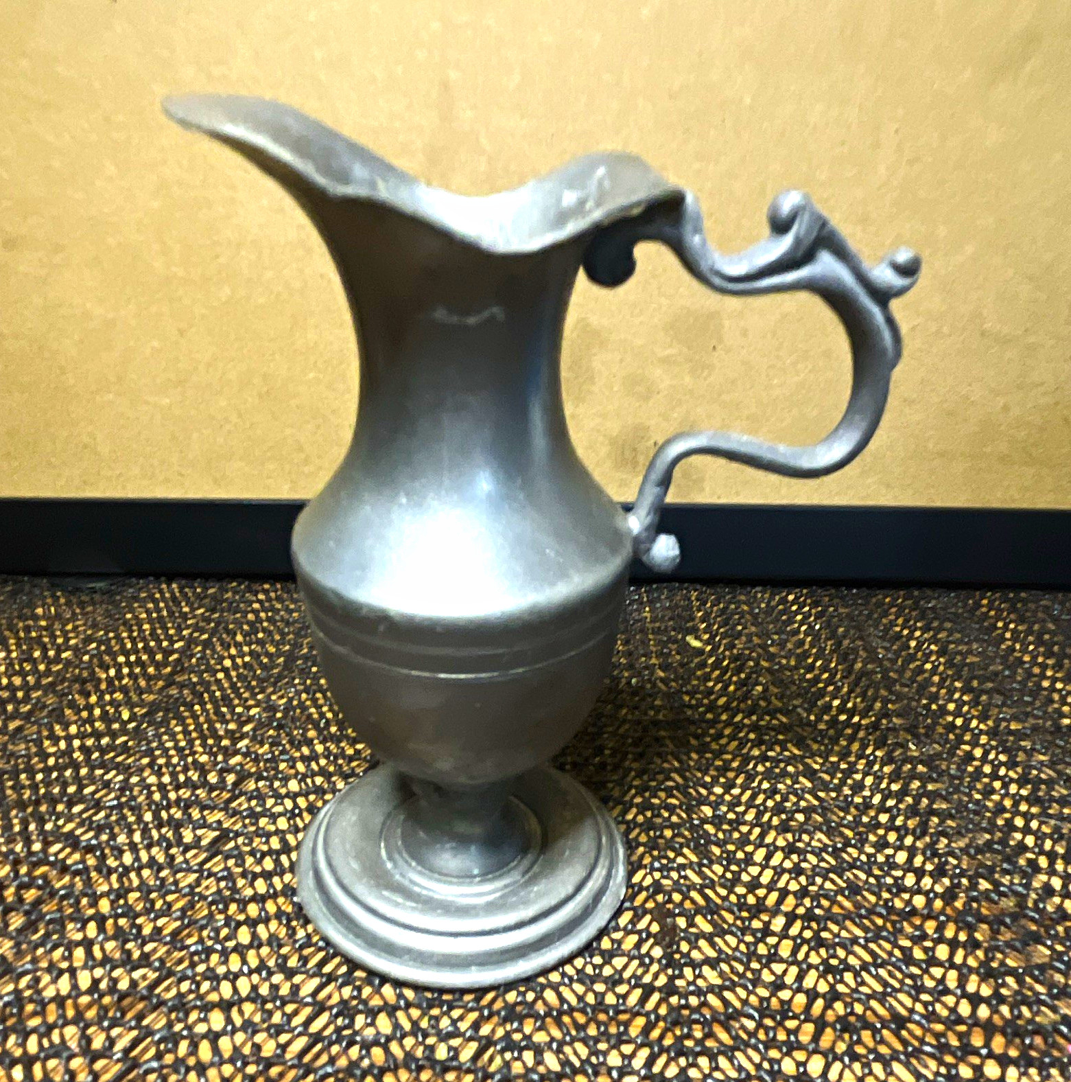 Vintage Quist Rein Zinn Pewter Mini Pitcher Ewer Ornate Handle Germany Decanter