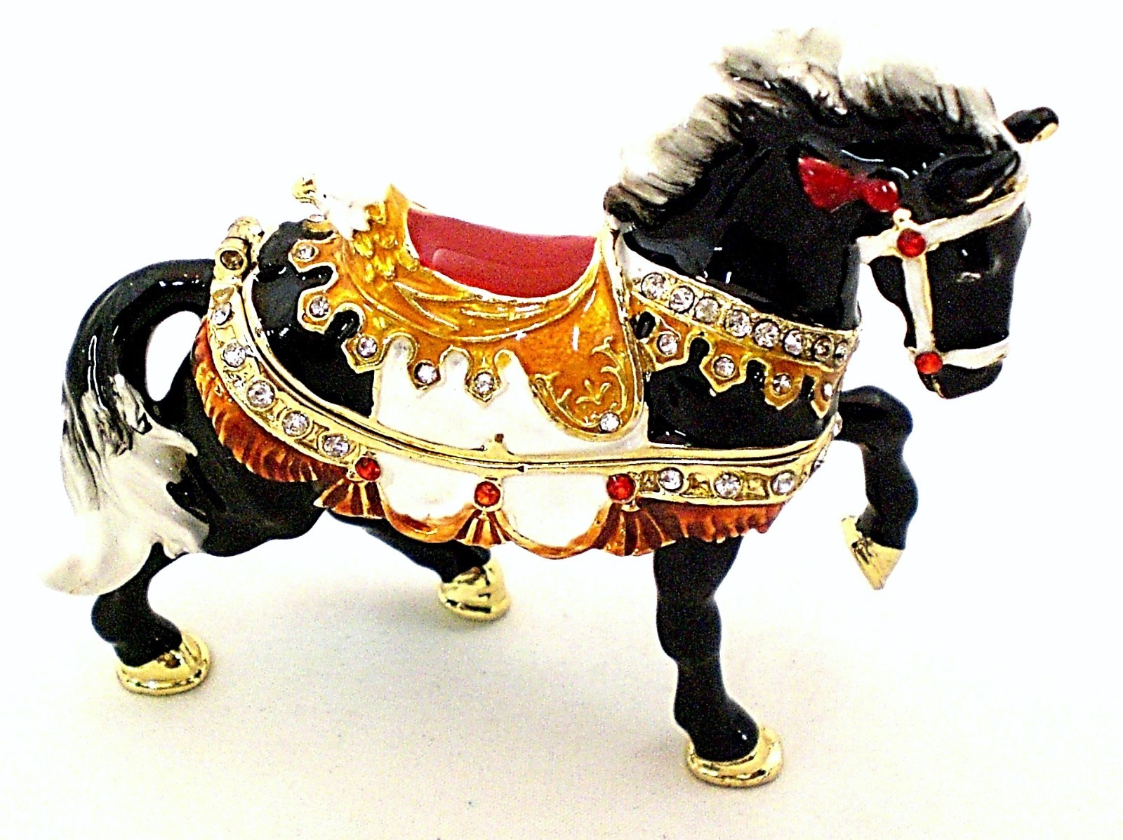 Ciel Jeweled Horse Trinket Box. Hand Painted Colorful Enamel Austrian Crystals
